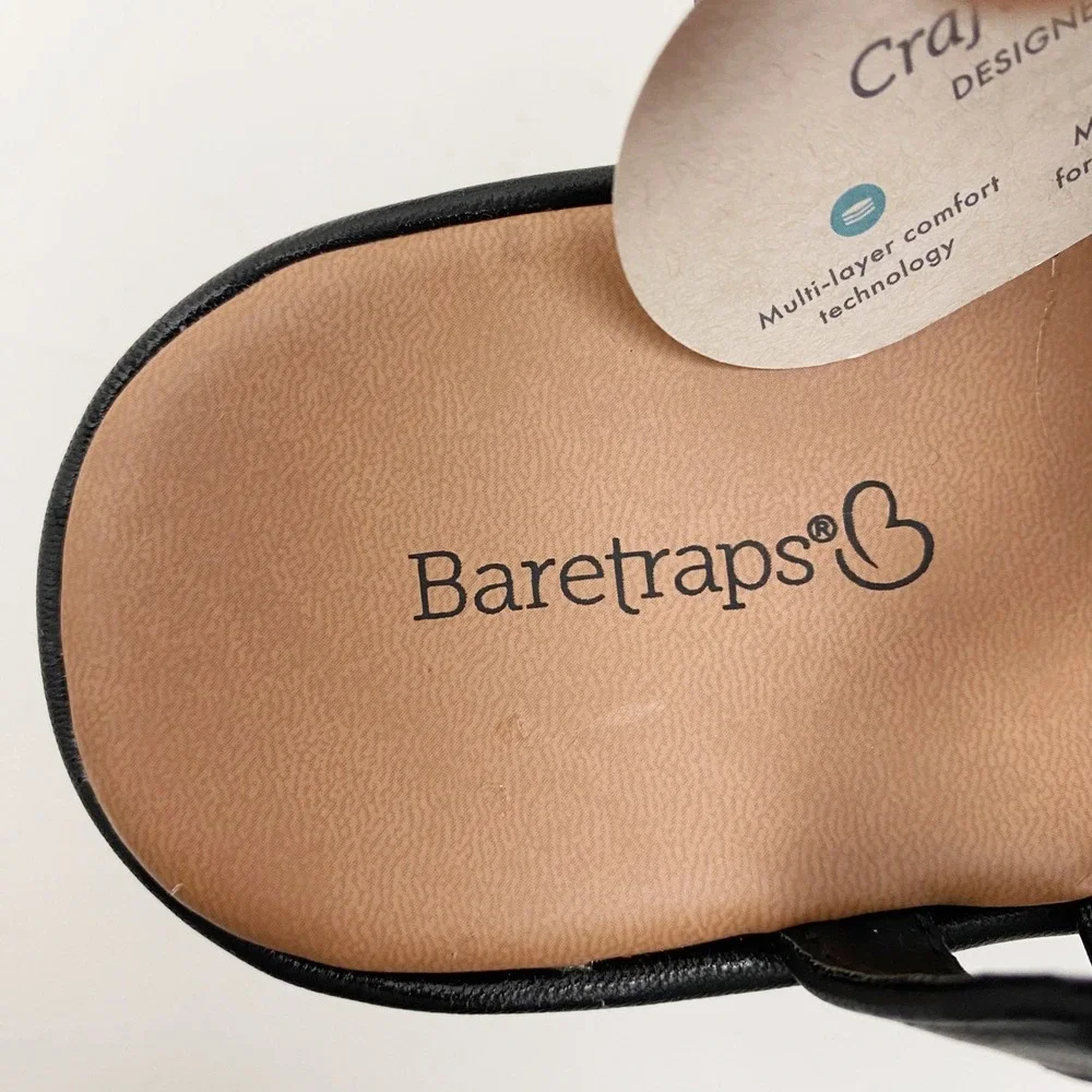 Baretraps Wilma Braided‎ Strappy Platform Wedge Sandals Women 11M Black New